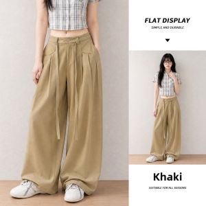 spao | High Waist Pleated Loose Pants with Streamer