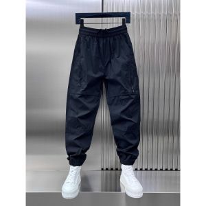 Trendy Mens Outdoor Work Pants Spring Autumn Quick Dry Casual Trousers Cuffed Solid Color Versatile Nine Points Pants