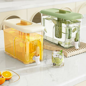 4L Cold Drink Kettle with Faucet Water Jug Water Tank Drink Dispenser Refrigerator Ice Beverage Juice Drinkware Container Water Cooler Drink Jar For Making TeaMilkLemonade