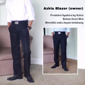 Celana pria kantor terbaru terbaik modern kekinian reguler fit semi wool hitam asyraf by syakira