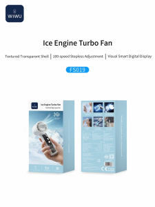 WIWU Handheld Turbo Fan with Ice Cooling Function 100-Speed Portable Mini Fan for Travel/Camping/Beach/Office USB-C Rechargeable Lightweight Quiet