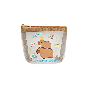 Dompet Koin ตาข่าย Kapibala กระเป๋าใส่เหรียญน่ารักซองจดหมายสีแดงแบบปากพกพา Capybara กระเป๋าใส่เหรียญขนาดเล็กกระเป๋าสตางค์