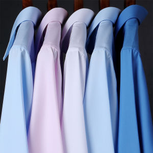 Business Casual Mens Modal Shirt Long Sleeve White Short Sleeve Wedding Best Man Iron Free Anti-Wrinkle Slim Fit Button Decorated