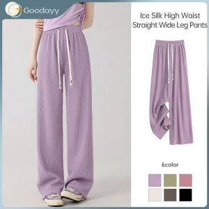 Long Pants For Women Ice Silk High Waist Wide Leg Pants Loose Straight Women Casual Pants seluar perempuan