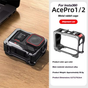 Flymile Aluminum Alloy Frame for Insta360 Ace Pro/Pro 2(not Ace) Protective Case With Expansion Cold Shoe Metal Camera Cage