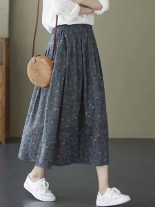 Artsy Vintage Small Floral Skirt New Arrival Loose Slim Fit 100.00kg Plus Size Womens Clothing Printed A- line Skirt Summer Export