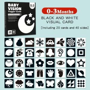 0-36M Baby Vision Stimulation Card Early Education Toy Newborn Visual Learning Book Black and White Contrast Card Montessori Toy
