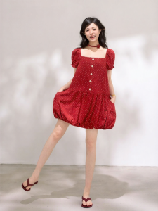 KEIKO | French Sweet Polka Dot Flared Sleeve Loose Dress