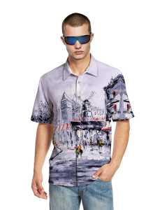 Kemeja Pria/Wanita Lengan Pendek/SPOON/Motif Abstrak