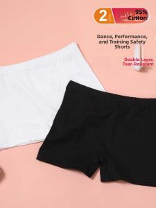 Girls Dance Bottoms Black Cotton Ballet Shorts Child Safety Pants Three-quarter Length Flat-Cut Anti-Light Latin Ballet Tights