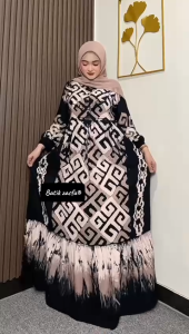 Gamis Floy Rampel Batik Bahan Twill Premium Tebal Adem Model Baru (M-XXXL) Panjang 140cm - Zasfa