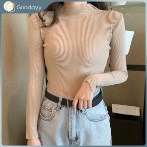 Knitted Sweater For Women Long-sleeve Mid-neck Slim-fitting Bottoming Half Turtleneck Pullover Knitted Sweater
