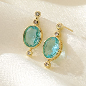 Luxurious Beaded Oval Artificial Gemstone Earrings in Copper Material for Ladies Suitable for Party Wear or as a Holiday Gift.