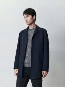 Mens Hooded Business Leisure Coat Slim Light