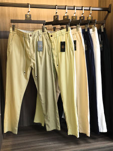 Mens Summer Casual Pants Straight Leg Breathable Linen Blend Fashionable Urban Style Long Trousers for Daily Wear