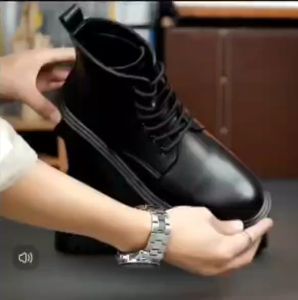 READY STOCK✨Black Boots 2023 Korean Martin Boots for Men High-top Thick Bottom Leather Ankle Boot