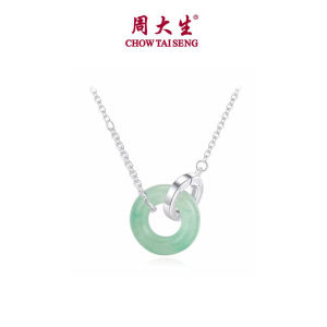 CTS Silver Jade Double Circles Interlocking Necklace CHOW TAI SENG 周大生 S0N301871CH