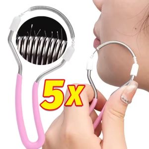 5Pcs Face Epilator Fine Hair Fetal Hair Manual Spring Facial Hairs Removal Painless Remove Unwanted Hair on Upper Lip Chin Neck Tools
