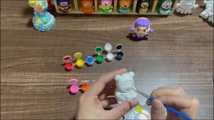 Tô tượng thạch cao Gấu Mini Kuromi  Stitch dễ thươngk tặng kèm màu dụng cụ vẽ