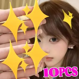 10Pcs Y2K Shining Five Pointed Star Hair Clip Cartoon Bangs Side Clip Cute Yellow Hair Accessories Barrettes for Women Girls