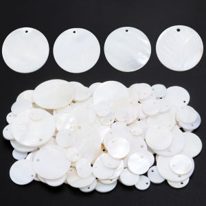 รอบแผ่นเปลือกหอยธรรมชาติ Mother of Pearl Shell ลูกปัดรอบเดี่ยวลูกปัดเปลือกหอยน้ําจืดสําหรับเครื่องประดับ DIY ทําอุปกรณ์