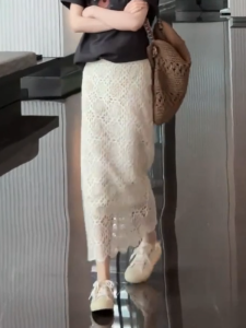 MANMI | Gentle Style Lace Skirt Straight High Slit Long