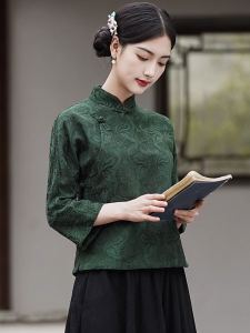 ชนเผ่า สไตล์ ผู้หญิง ผ้าฝ้าย ผ้าลินิน เสื้อใหม่ คอลเลกชันฤดูใบไม้ร่วง ชาสไตล์จีน Retro Tang เครื่องแต่งกาย Han เสื้อผ้า