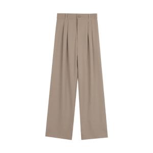 Black Casual Pants Womens Loose Wide Leg Straight Tube Pants High Waist Floor Length Khaki Color Business Casual Trousers