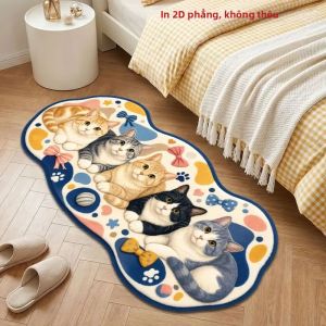 VIKAMA Thảm Hình Dạng Bất Thường Cho Mèo Dễ Thương Thiết Kế Hình Xương Cá Nhiều Mèo Con Thảm Trải Sàn Bằng Vải Nỉ Mềm Chống Trượt Cho Phòng Ngủ Đầu Giường Những Người Yêu Thú Cưng