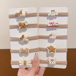High Elasticity Milk Coffee Hair Ties for Girls Students Cute Childrens Accessories Non-Damaging Hair Bands Hair Ornaments