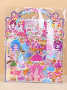 Cute Princess Mermaid Dress-Up Stickers 3D Girls Clothing Change Stick-On Toys with Necklace Childrens Early Education