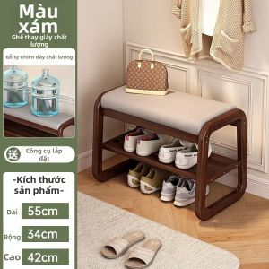 CHUJUN | Ghế Đệm Nhẹ Gỗ Cứng Có Kệ Để Giày