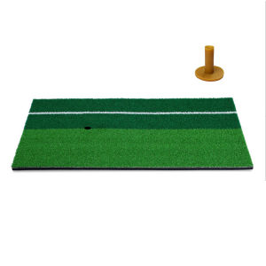 PGM | PGM Golf Hitting Mat 60x30cm Dual Turf Practice Pad with Alignment Line Rubber Tee for Indoor Outdoor Swing Training