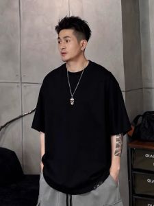 Summer Casual Loose Fit round Neck Short Sleeve Mens T-Shirt Batwing Sleeve Breathable Comfortable Pure Cotton Basic Style