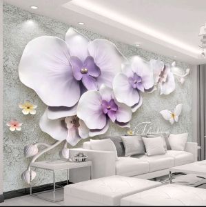 PROMO WALLPAPER DINDING MOTIF BUNGA ANGGREK 3D - WALLPAPER DINDING BUNGA ANGGREK TERMURAH
