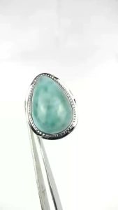 Cincin Batu Permata Natural Sky Blue Larimar Big Size