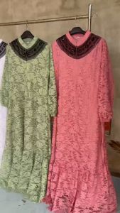 Gamis Jumbo Terbaru - Gamis Brokat Mewah Up To Ld 140