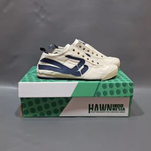 HAWN - SEPATU HAZEL SLIP ON CREAM NAVY 36-43 SNEAKERS SELOP TANPA TALI
