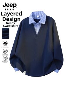 JEEP SPIRIT(吉普) | Two-Piece Design Jacket Sweatshirt Long Sleeve Mens Casual Shirt
