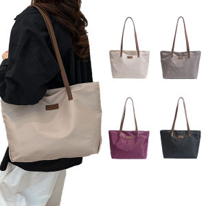 กระเป๋าสะพายไหล่ไนลอนกระเป๋าถือขนาดใหญ่กระเป๋าทรงสี่เหลี่ยมมีหูหิ้วสะพายไหล่สตรีสำหรับซื้อของในโรงเรียน