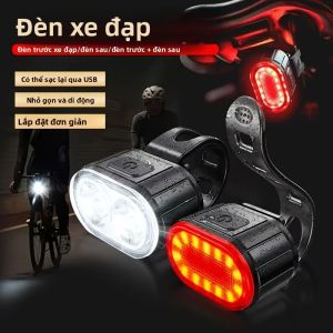 Bộ Đèn Trước Sau Xe Đạp Có Thể Sạc Lại Pin Tích Hợp Cảnh Báo An Toàn Đèn Chống Nước Cho Phụ Kiện Xe Đạp Đi Đêm