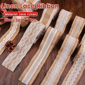 2m Handmade Decorations Linen Volume Burlap Ribbon Cloth Roll Lace DIY Manual Accessories
