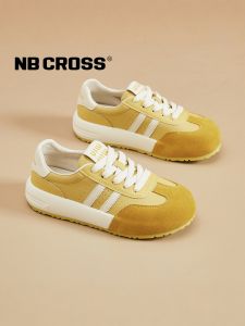 NB CROSS | NB Cross Womens 2025 New Thick Bottom Casual Sports Shoes Lightweight Anti-slip Agan Board Shoes Cross Lacing Mixed Material