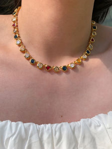 CAFFTI | Colorful Dopamine Flashy Zircon Beach Resort Spring Summer Necklace