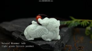 Genuine Jade Pixiu Natural Myanmar green jade piyao Feng shui Jadeite bring Wealth lucky necklace Kirin Pendant Genuine Jadeite Pendants Green Jade necklace 3D carving Pixiu natural Burma Jadeite Natural Myanmar Jadeite Chain Lucky Piyao