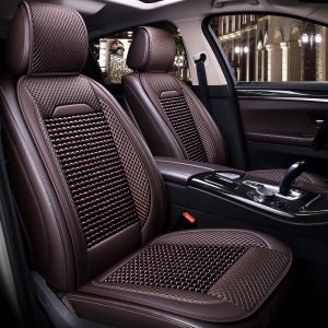 Vỏ bọc áo ghế ô tô hạt gỗ chất liệu da cao cấp bọc lót ghế oto xe hơi đan hạt chống nóng massage lưng chống đau mỏi