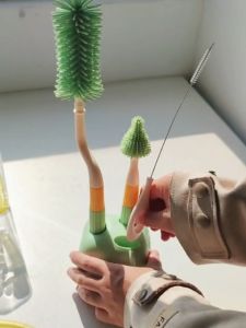 LAKOE Sikat Botol Susu Bayi 4 In 1/Sikat Silicon Botol Anak Balita Lengkap Portable/Bottle Brush Multifungsi