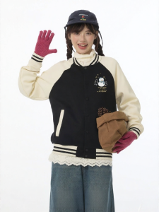 Gbiaior | American Style Contrast Color Baseball Sweater Jacket