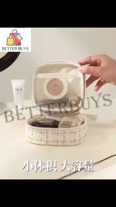 BETTER BUYS Plaid Pattern Storage Bag Portable Zipper Makeup Bag Fashion Tweed Coin Purse Organizer For Women