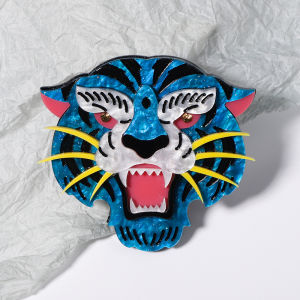 Acrylic Cute Tiger Brooches Safety Pins for Women Vivid Animal Brooch Acetate Fiber Christmas Gifts Costume Jewelry